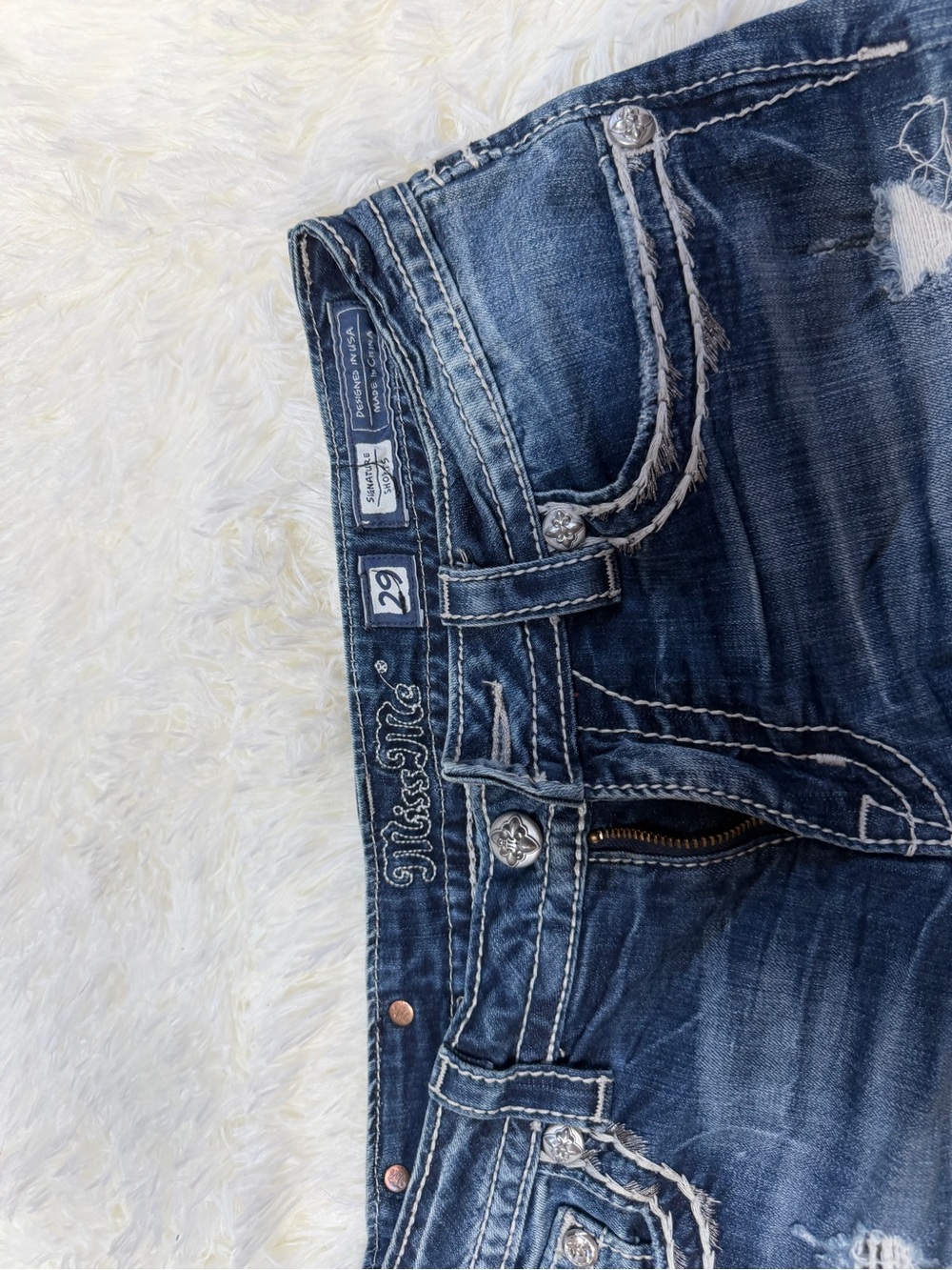 Miss Me Dark Blue Distressed Denim Cutoff Shorts - Picture 2 of 3